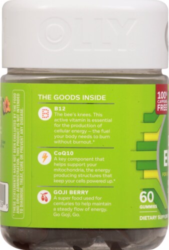Olly Daily Energy Vitamin Gummies Perspective: left