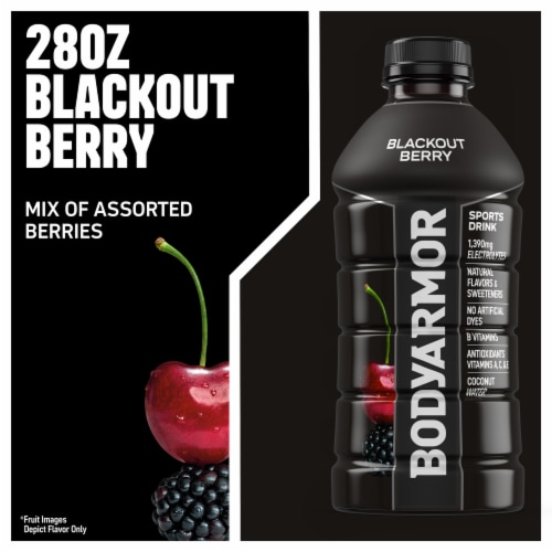 BODYARMOR® Sports Drink Blackout Berry Bottle Perspective: left