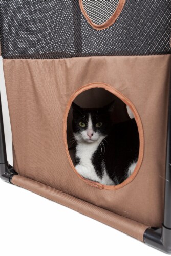 Pet Life Kitty-Square Obstacle Soft Folding Play-Active Collapsible Pet Cat House Furniture Perspective: left