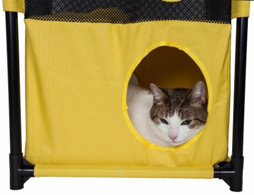 Pet Life Kitty-Square Obstacle Soft Folding Play-Active Collapsible Pet Cat House Furniture Perspective: left