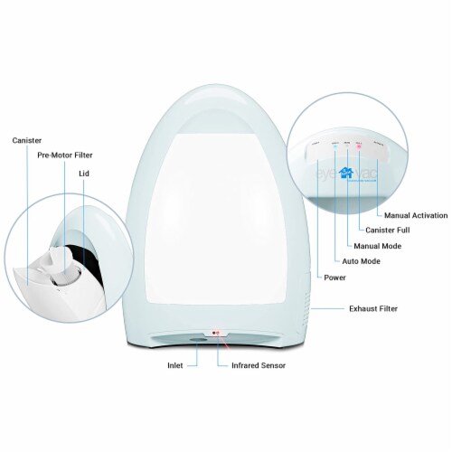 EyeVac Home Automatic Touchless Stationary Vacuum w/Infrared Sensors, Sea Glass Perspective: left