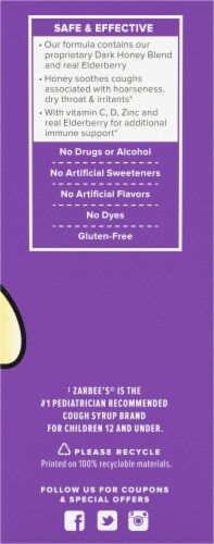 Zarbee's® Naturals Dark Honey & Elderberry Complete Cough + Immune Syrup Perspective: left