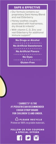 Zarbee's® Naturals Dark Honey & Elderberry Complete Cough + Immune Syrup Perspective: left
