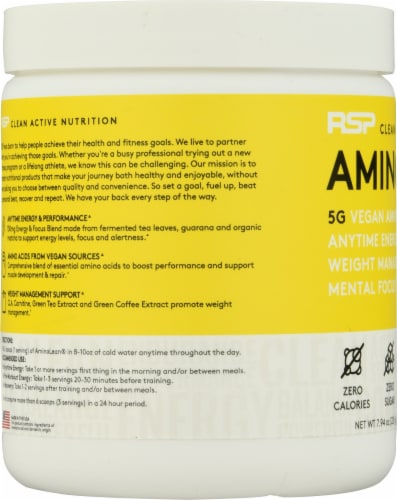 RSPNutrition Vegan AminoLean® Pineapple Coconut Dietary Supplement Perspective: left