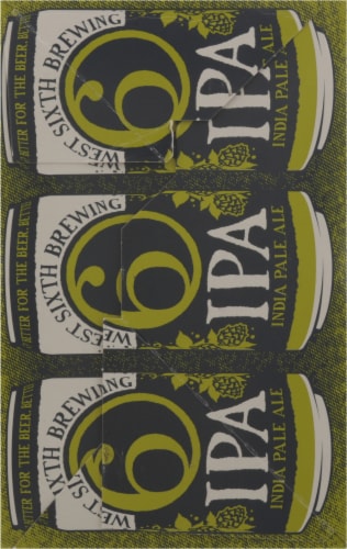 West Sixth Brewing IPA Craft Beer Cans Perspective: left
