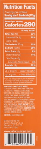 Julian's® Recipe Cauli-Wafels™ Turkey Sausage & Cheddar Breakfast Sandwiches Perspective: left