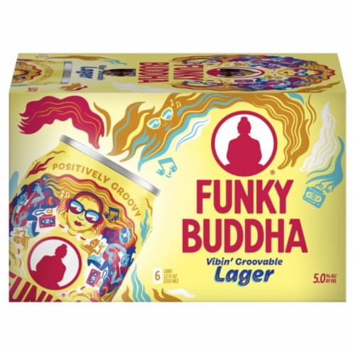 Funky Buddha Vibin' Groovable Amber Lager Craft Beer Perspective: left