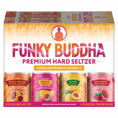 Funky Buddha Premium Hard Seltzer Funklightened Variety Pack Spiked Sparkling Water Perspective: left