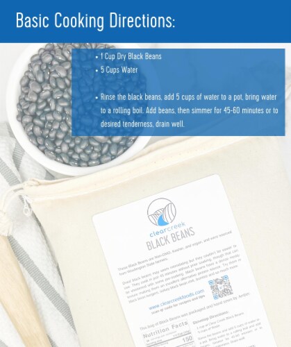 Clear Creek Black Beans, Dry, 4 LBS Re-Sealable Kraft Bag Perspective: left