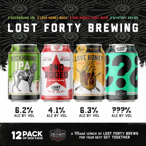 Lost Forty Brewing Mix'R Up'R Variety Craft Beer Perspective: left