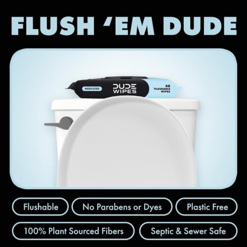 DUDE Wipes® XL Unscented Medicated Flushable Wipes Perspective: left