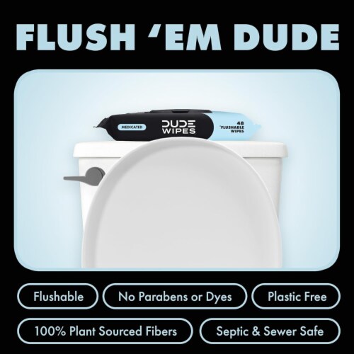 DUDE Wipes® XL Unscented Medicated Flushable Wipes Perspective: left