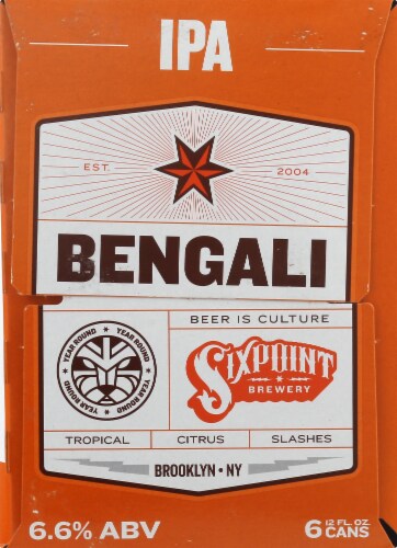 Sixpoint Bengali IPA Beer 6 Cans Perspective: left