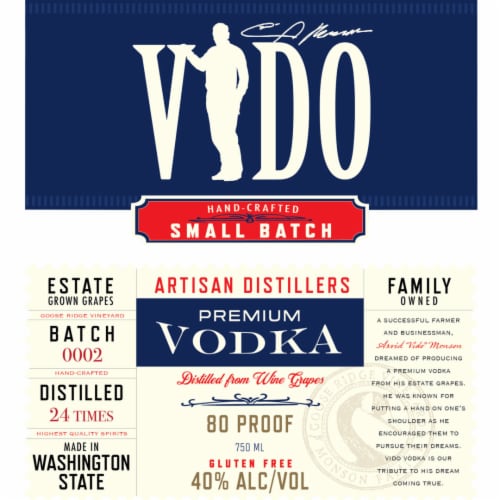Vido Small Batch Premium Vodka Perspective: left