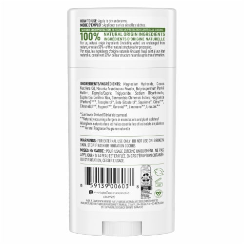 Schmidt's Aluminum Free Women's and Men's Natural Deodorant Stick Bergamot & Lime Perspective: left