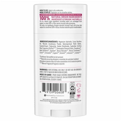 Schmidt's Aluminum Free Women's and Men's Natural Deodorant Stick Rose & Vanilla Perspective: left