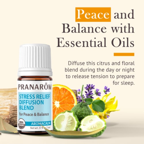 Pranarom Aromacalm Stress Relief Diffusion Blend Essential Oil Blend Perspective: left