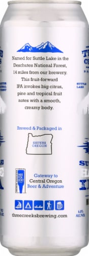 Three Creeks Brewing Co. Suttle Haze IPA Beer Single Can Perspective: left