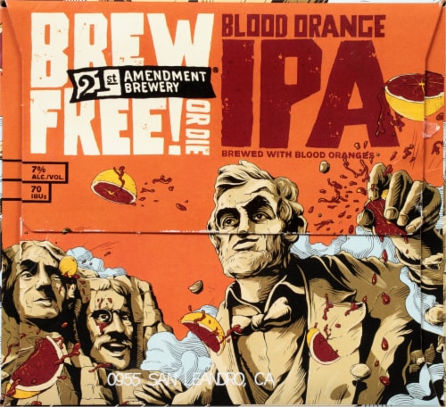 21st Amendment® Brew Free or Die Blood Orange IPA Perspective: left