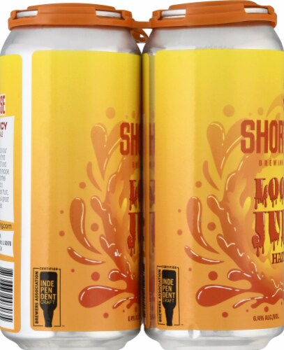 Short Fuse Brewing Company Loosey Juicy Hazy IPA Beer Perspective: left