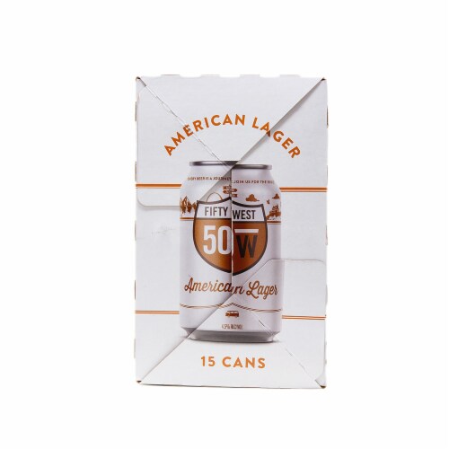 Fifty West Brewing American Lager Beer Perspective: left