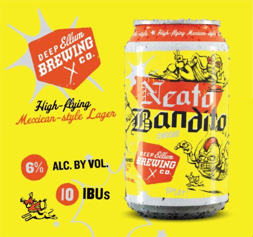 Deep Ellum Brewing Co. Neato Bandito Mexican-Style Lager Craft Beer Perspective: left