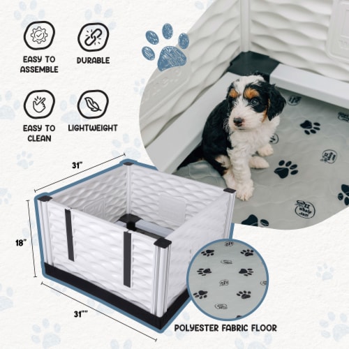 EZwhelp EZclassic 28 x 28 Puppy Dog Whelping Box Playpen w/Rails & Liner, Gray Perspective: left