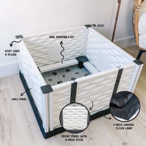 EZwhelp EZclassic 28 x28 Puppy Dog Whelping Box Playpen w/Rails & Liner, Black Perspective: left