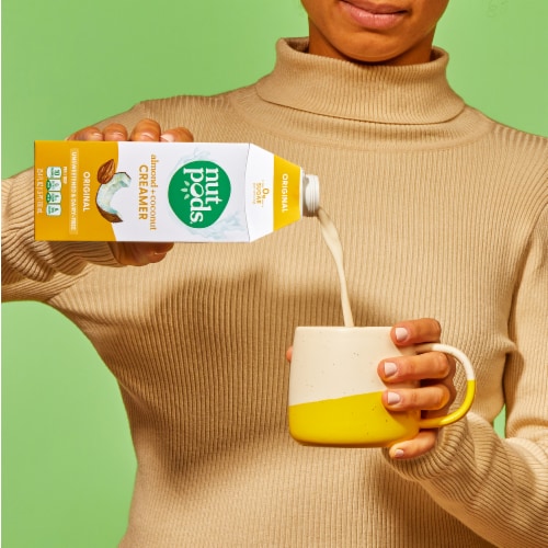 nutpods® Unsweetened Non Dairy Original made with Almonds and Coconuts Coffee Creamer Perspective: left