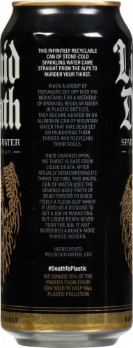 Liquid Death Sparkling Water Perspective: left