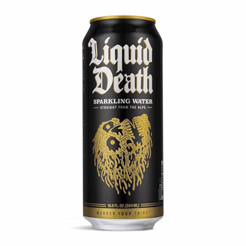 Liquid Death Sparkling Water Perspective: left