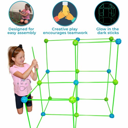 Funphix Glow in the Dark Fort Building Kit - Blue/Green Perspective: left
