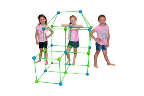 Funphix Glow in the Dark Fort Building Kit with Sheet - Blue/Green Perspective: left