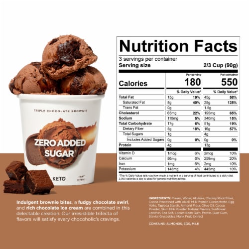 Keto Pint Triple Chocolate Brownie Ice Cream Perspective: left