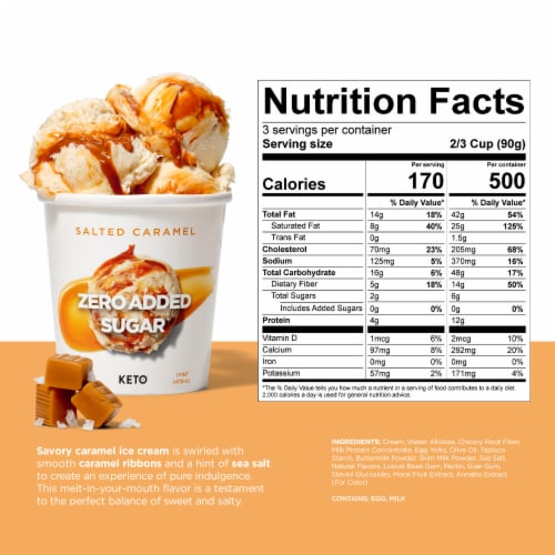 Keto Pint Salted Caramel Ice Cream Perspective: left