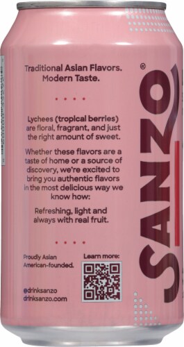 Sanzo Lychee (Berry) Sparkling Water Can Perspective: left