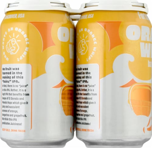 Fortside Brewing Orange Whip Hazy IPA Beer Perspective: left