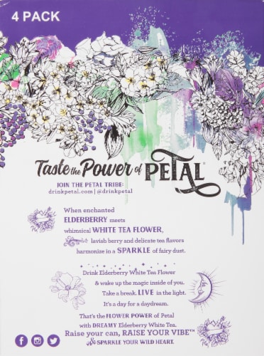 Petal Elderberry White Tea Flower Sparkling Water Perspective: left