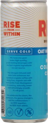 Rise Brewing Co Oat Milk Vanilla Nitro Cold Brew Coffee Perspective: left