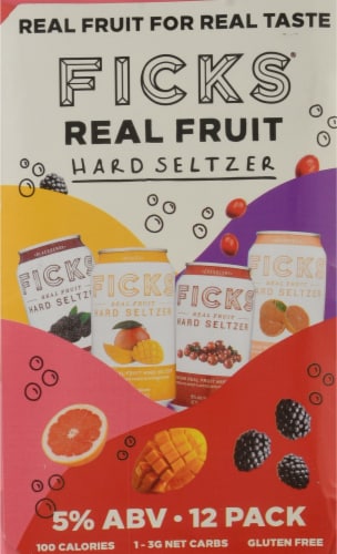 Ficks® Real Fruit Hard Seltzer Variety Pack Perspective: left