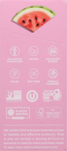 Cure® Watermelon Hydrating Electrolyte Mix Perspective: left