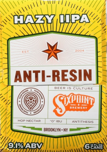 Sixpoint Brewery Anti-Resin Hazy IPA Beer Perspective: left