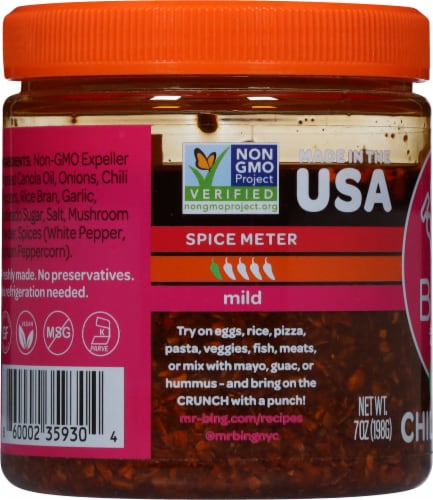Mr Bing Mild Chili Crisp Sauce Perspective: left