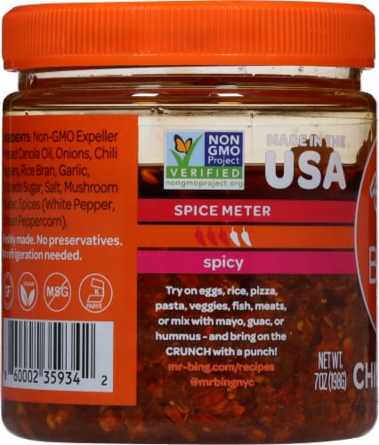 Mr Bing Spicy Chili Crisp Sauce Perspective: left