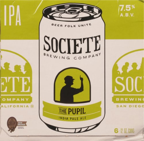 Societe Brewing Company The Pupil IPA Beer Perspective: left