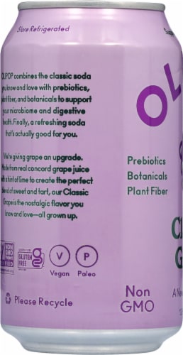 Olipop® Classic Grape Soda Can Perspective: left