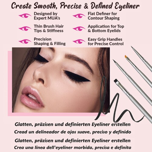 Eyeliner Brush Fine Angled Winged - Firm Flat Liquid Gel Liner