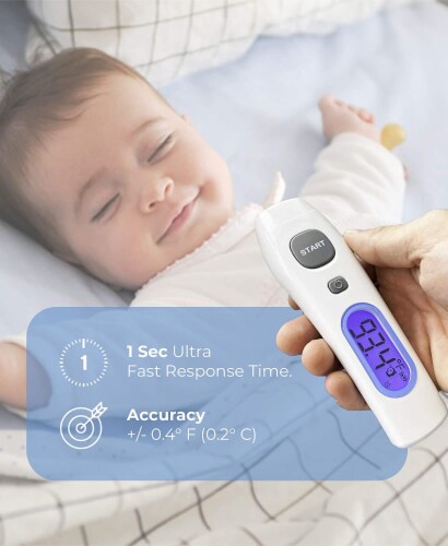 Metris Instruments Non-Contact Infrared Forehead Body Thermometer, THD2FE Perspective: left