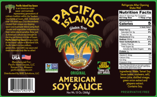 Pacific Island Gluten Free Original American Soy Sauce Perspective: left