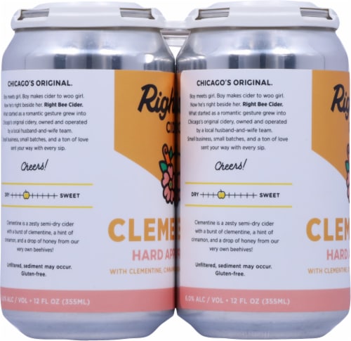 Right Bee Cider Clementine Hard Apple Cider Perspective: left
